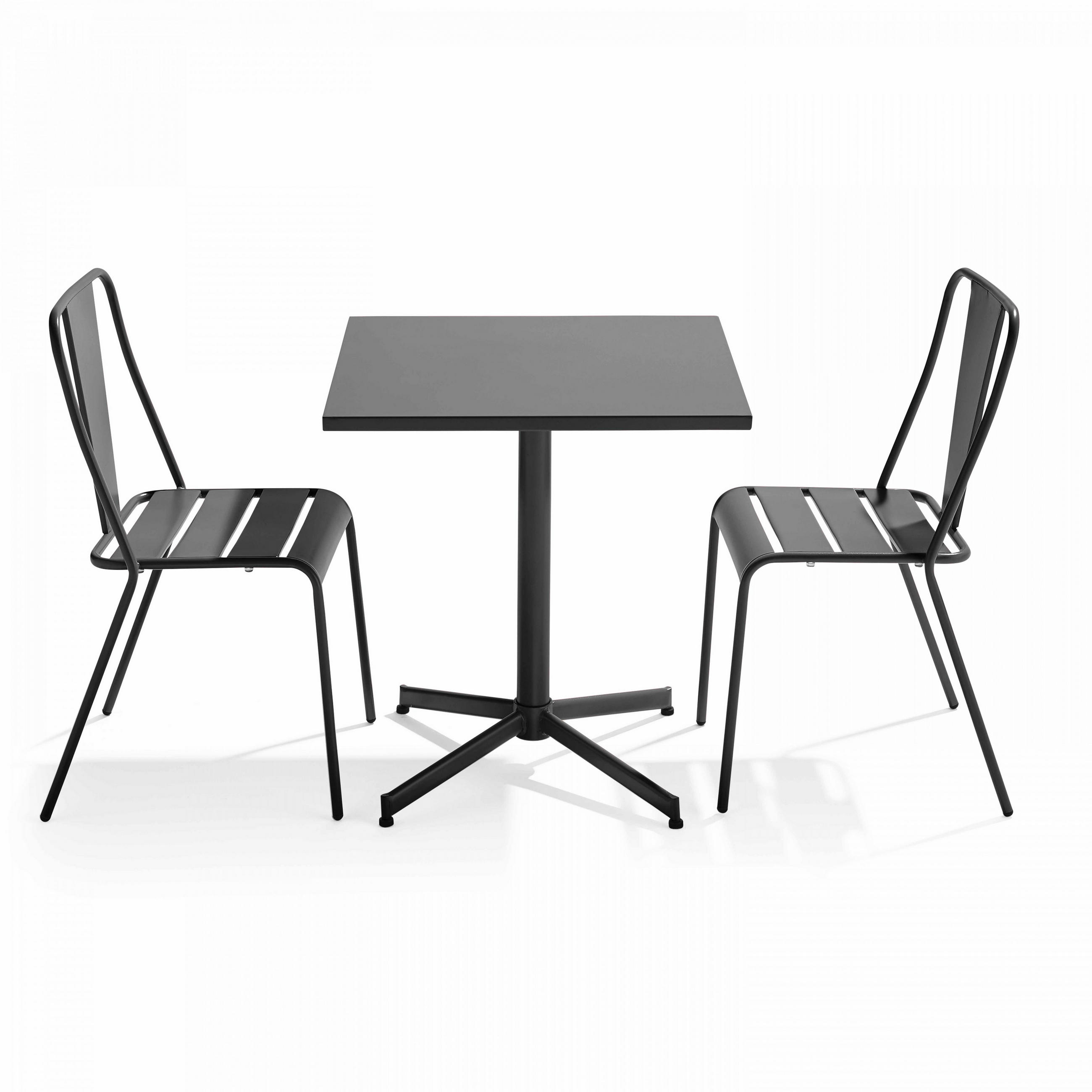 GARTENSET 3-tlg., Grau - Grau, Metall - Oviala