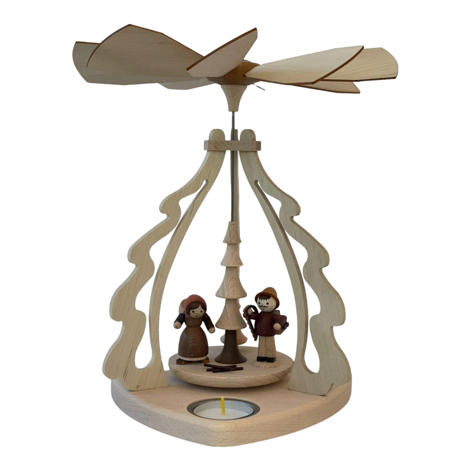 PYRAMIDE Waldfiguren für 3 Teelichter 23/23/27 cm - Multicolor, Holz (23/27/23cm)