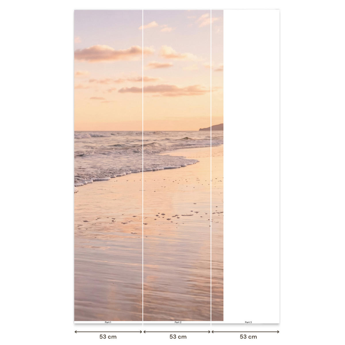 TAPETE - Strand - Brandung - Wolken - 120x240 cm - Hellrosa, Papier (120/240cm) - OnlyWow