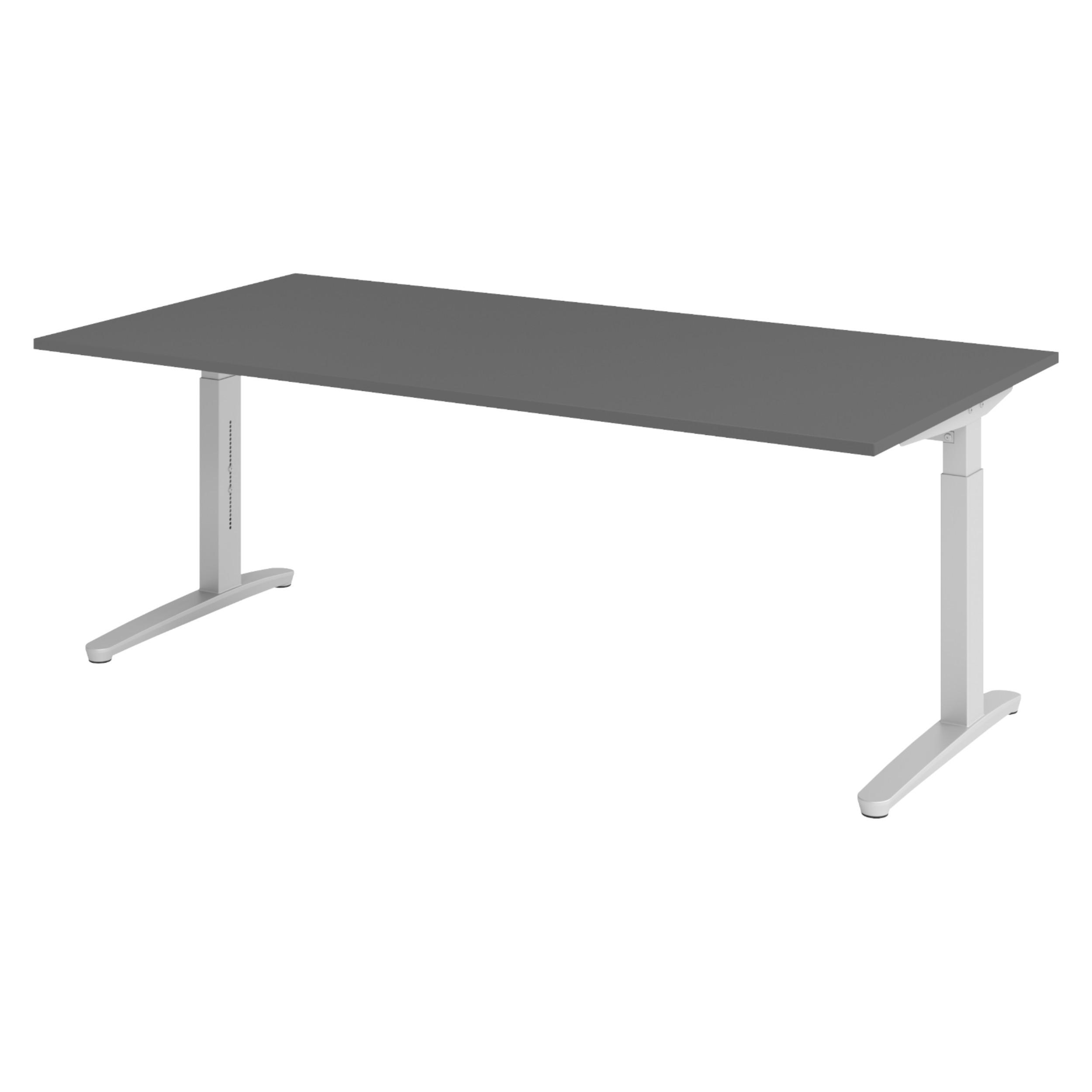 SCHREIBTISCH Serie-XB 100/200/74 cm in Graphitfarben/Silberfarben - Silberfarben/Graphitfarben, Holzwerkstoff (100/200/74cm) - bümö
