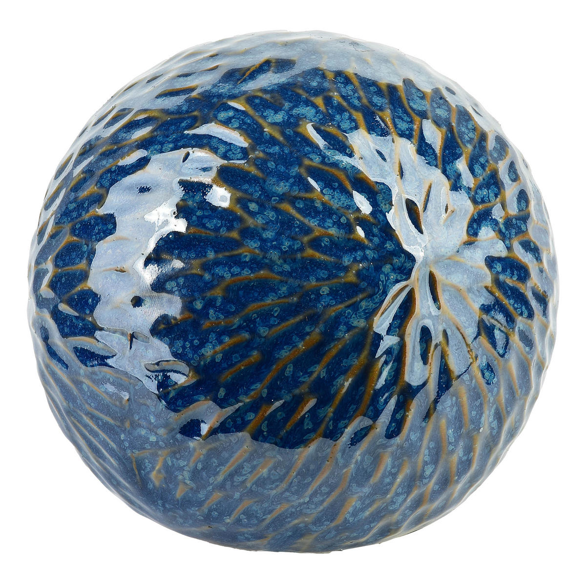 DEKO-KUGEL Saggio Blau 12/12/11 cm Keramik - Blau, Keramik (12/11/12cm) - Mondex