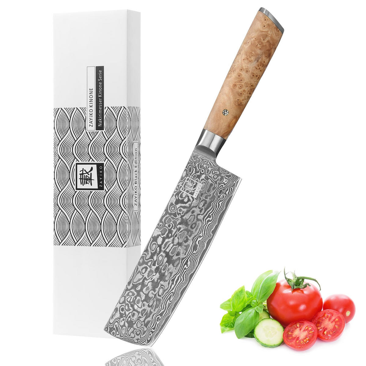 NAKIRIMESSER 17,5 cm - Birkefarben, Holz/Metall (32cm) - Zayiko