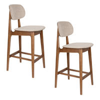 BARHOCKER Marais Rückenlehne 68,5 cm Walnussfarbe/ Beige - 2 er Set - Beige/Braun, Kunststoff (44.5/104/55.5cm) - Dutchbone