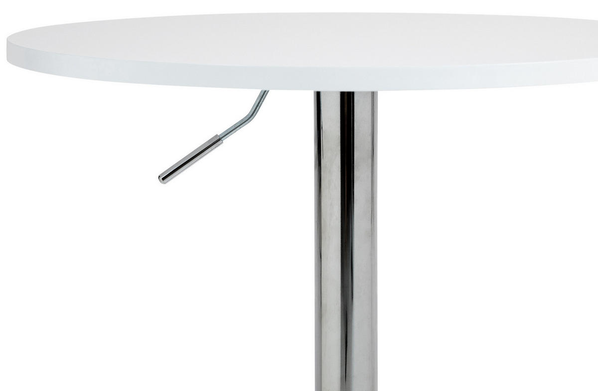 STEHTISCH rund 60 cm Holz weiß - Chromfarben/Weiß, Holz/Metall (60/60/85cm) - CLP