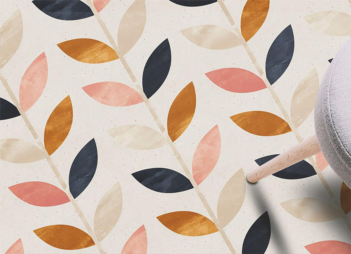 VINYL TEPPICH 150x225 cm Kleine Blätter - Gelb, Kunststoff (150/225cm) - TULUP