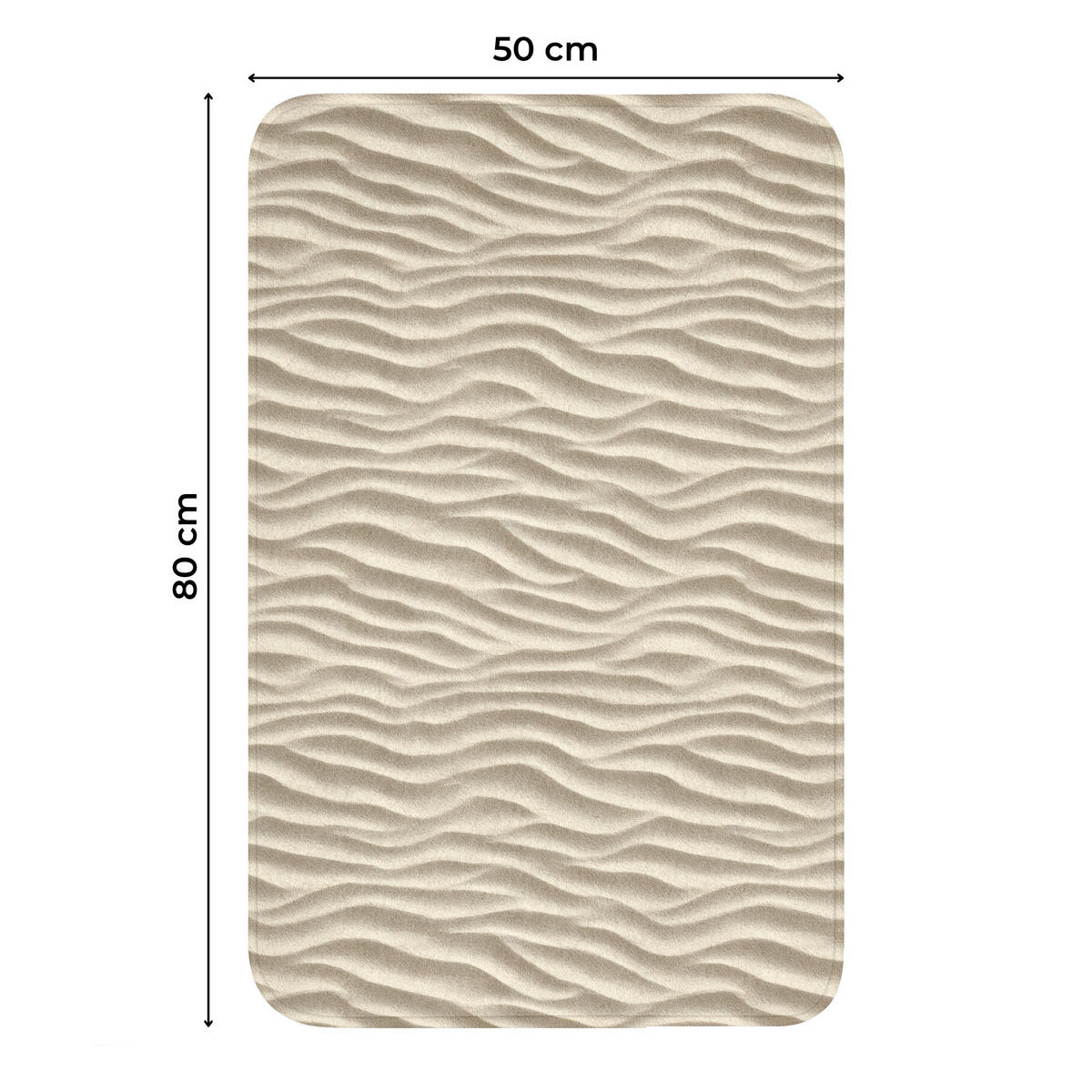 WC-VORLEGER Sand - Wellen - Beige WC Teppich 50x80 cm - Beige, Kunststoff/Textil (50/1cm) - OnlyWow