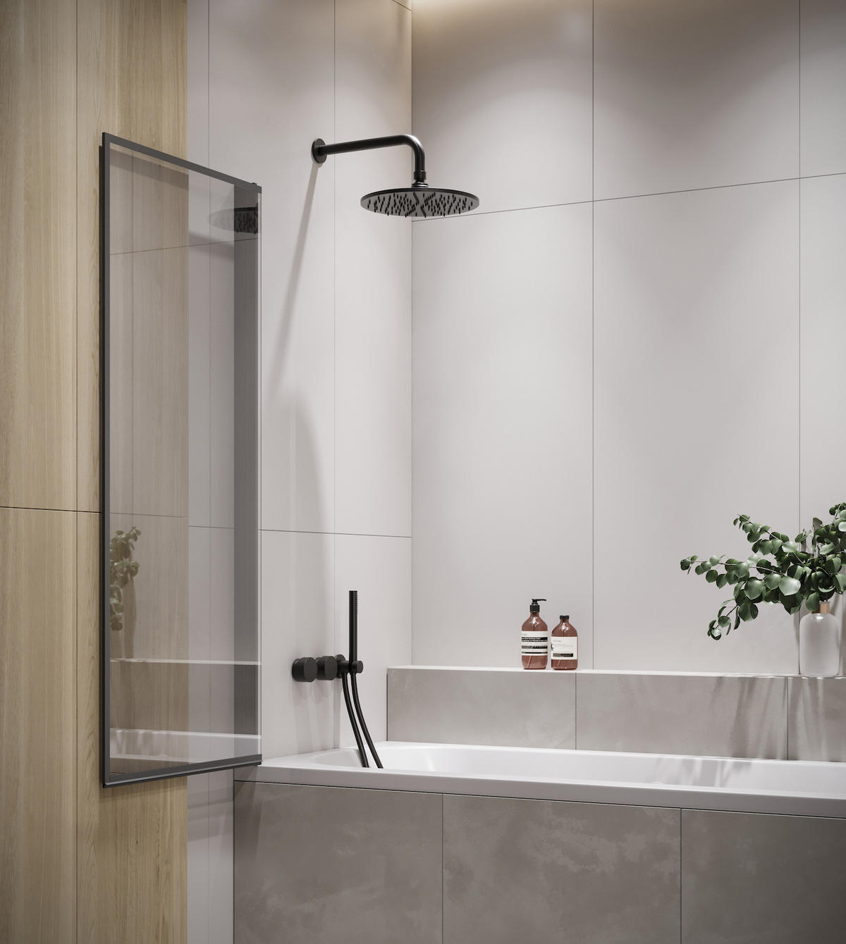 BADEWANNE Medal 1 Teil cm Schwarz - 60 x 140 cm - Schwarz, Glas (60/140cm) - Badplaats