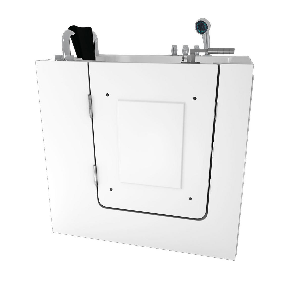 SITZWANNE Whirlpool mit Tür S02WP-TH-B-L - Weiß, Glas/Kunststoff (100/113/78cm) - AcquaVapore by Sandra Jentho