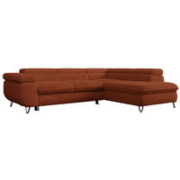 ECKSOFA PEDRO L Orange Plüsch - Rechts Seite - Schwarz/Orange, Textil/Metall (273/208cm) - MKS