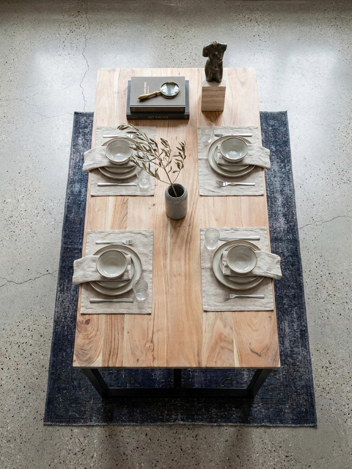 ESSTISCH Massivholz Metall Rechteckig Loft-Stil, Akazie 160x80x76 cm - Schwarz/Akaziefarben, Holz/Metall (80/160/76cm) - KADIMA DESIGN