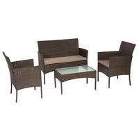 GARTENMÖBEL Cordoue Braun und Taupe 4 Plätze - Braun, Metall - Happy Garden