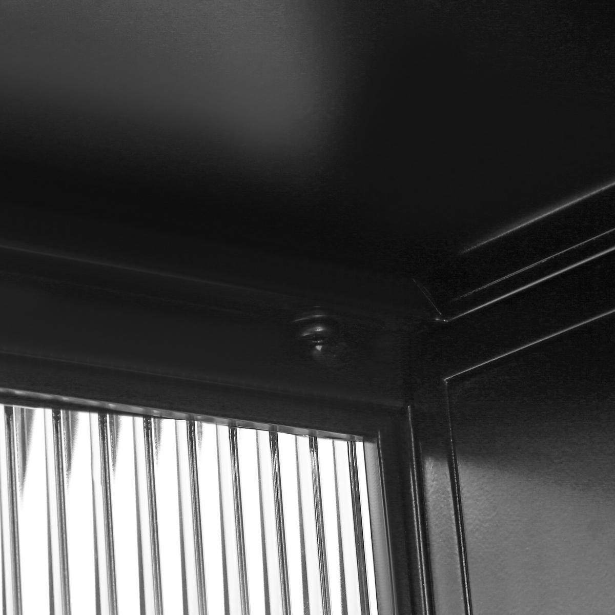 KÜCHENOBERSCHRANK 70x23x60 cm Schwarz aus Eisen & gehärtetem Glas mit 2 Türen & 3 Ablagen - Schwarz, Glas (70/60/23cm) - Modfu