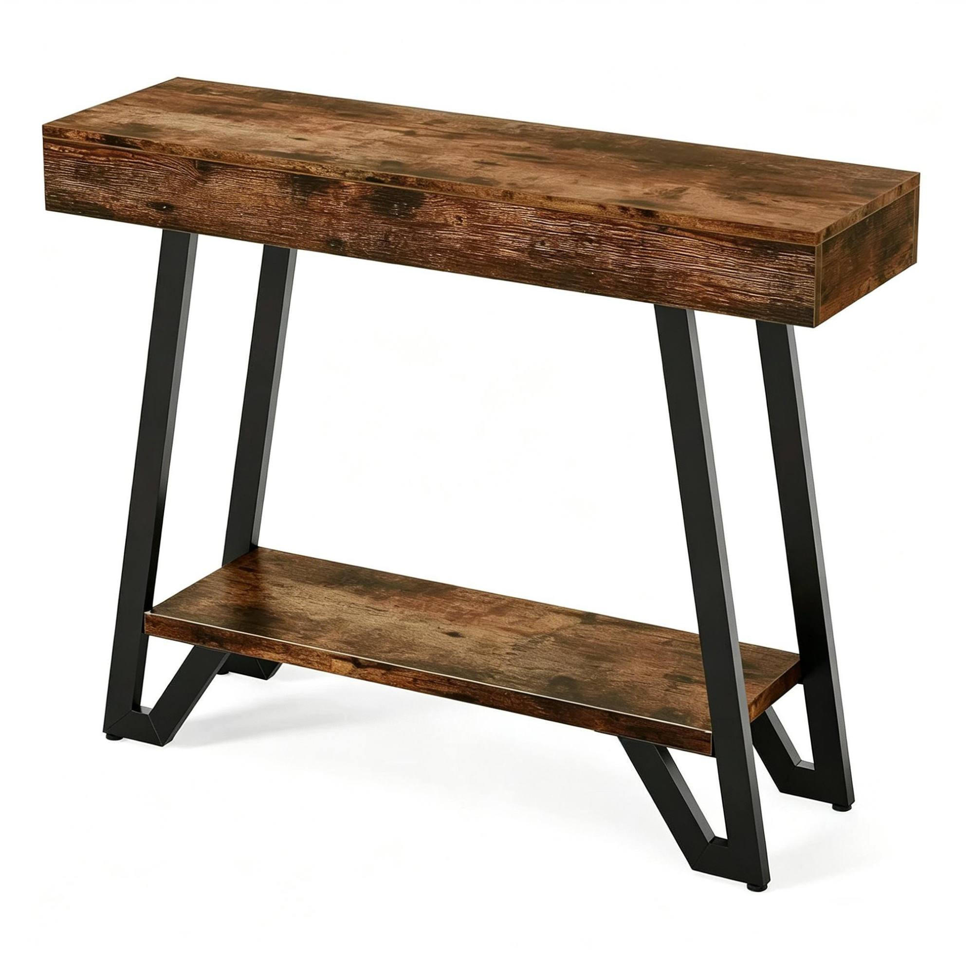 SIDEBOARD 103/30/80 cm schwarz und rustic brown aus MDF und Metall mit 2 Ebenen - Schwarz, Holzwerkstoff (30/80/103cm) - OKWISH