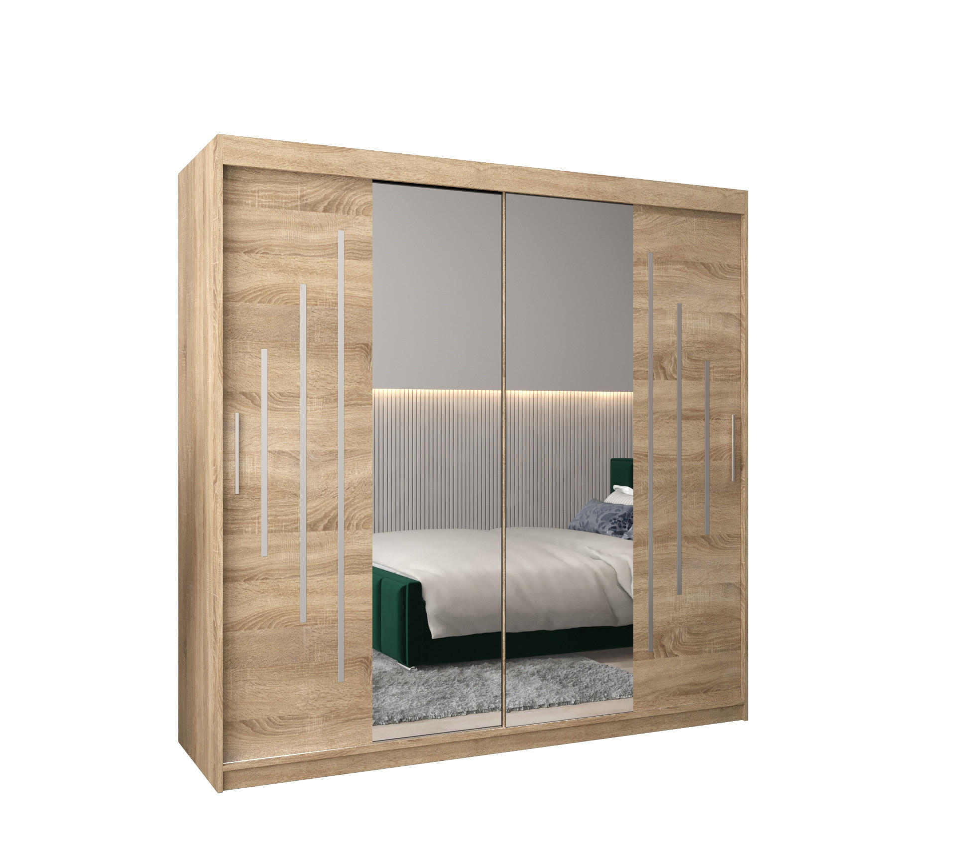 Abiks Möbel Schwebetürenschrank Sonoma Eiche, Sonoma Eiche 200x200x62 cm