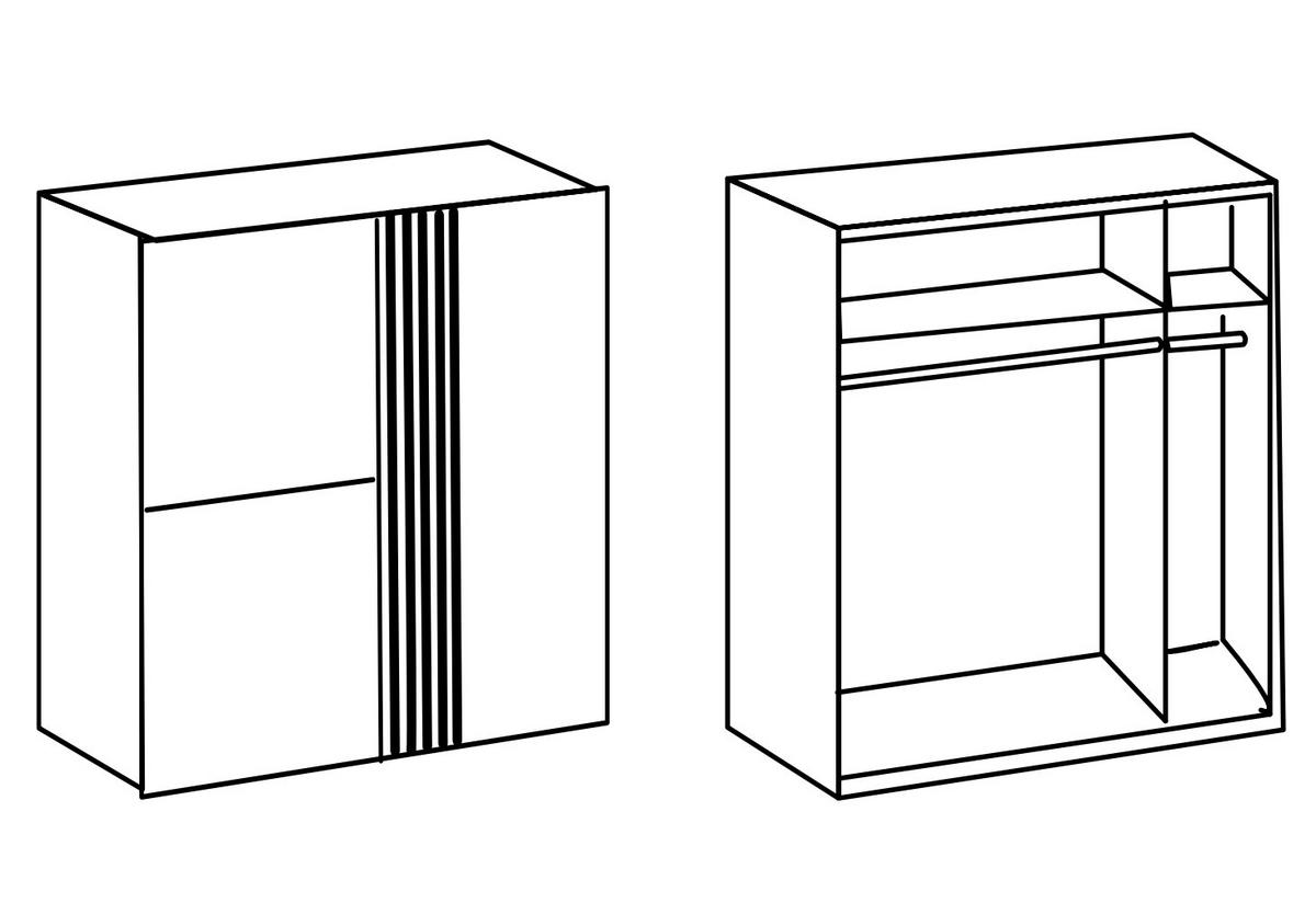 SCHWEBETÜRENSCHRANK Rügen in Weiß und Artisan Eiche – mit Akustiklamellen - Weiß, Holzwerkstoff (135/199/65cm)