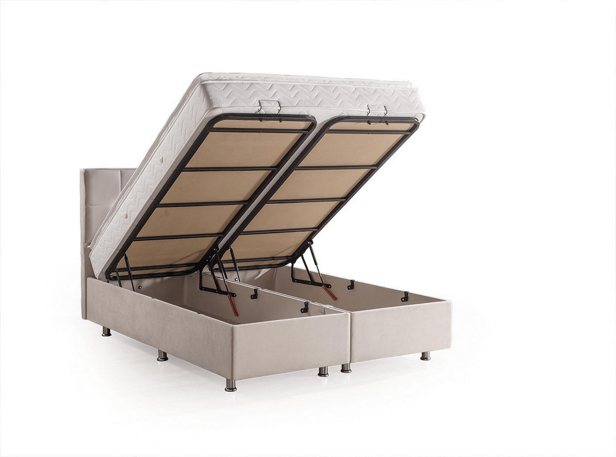 POLSTERBETT-SET LARA 160x200 Creme - Bett inkl. Matratze - Creme, Metall (160/200cm) - Villa Möbel