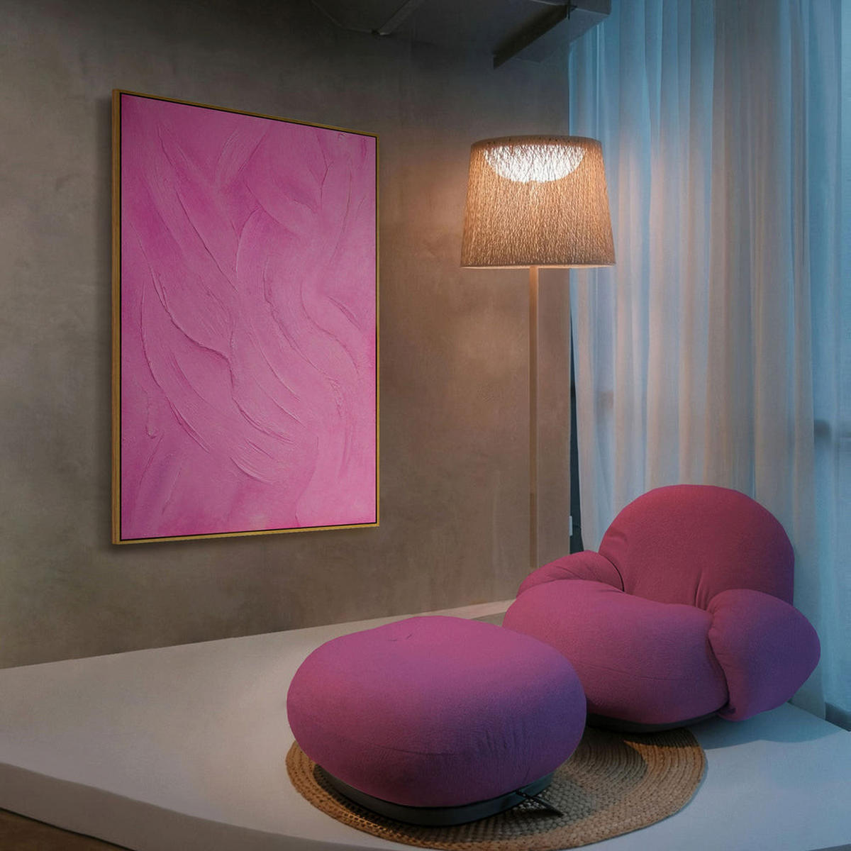 GEMÄLDE Zuckerschleier Schattenfugenrahmen Eichefarben 120x80 cm - Eichefarben, Holz (120/80cm) - YS-art gallery
