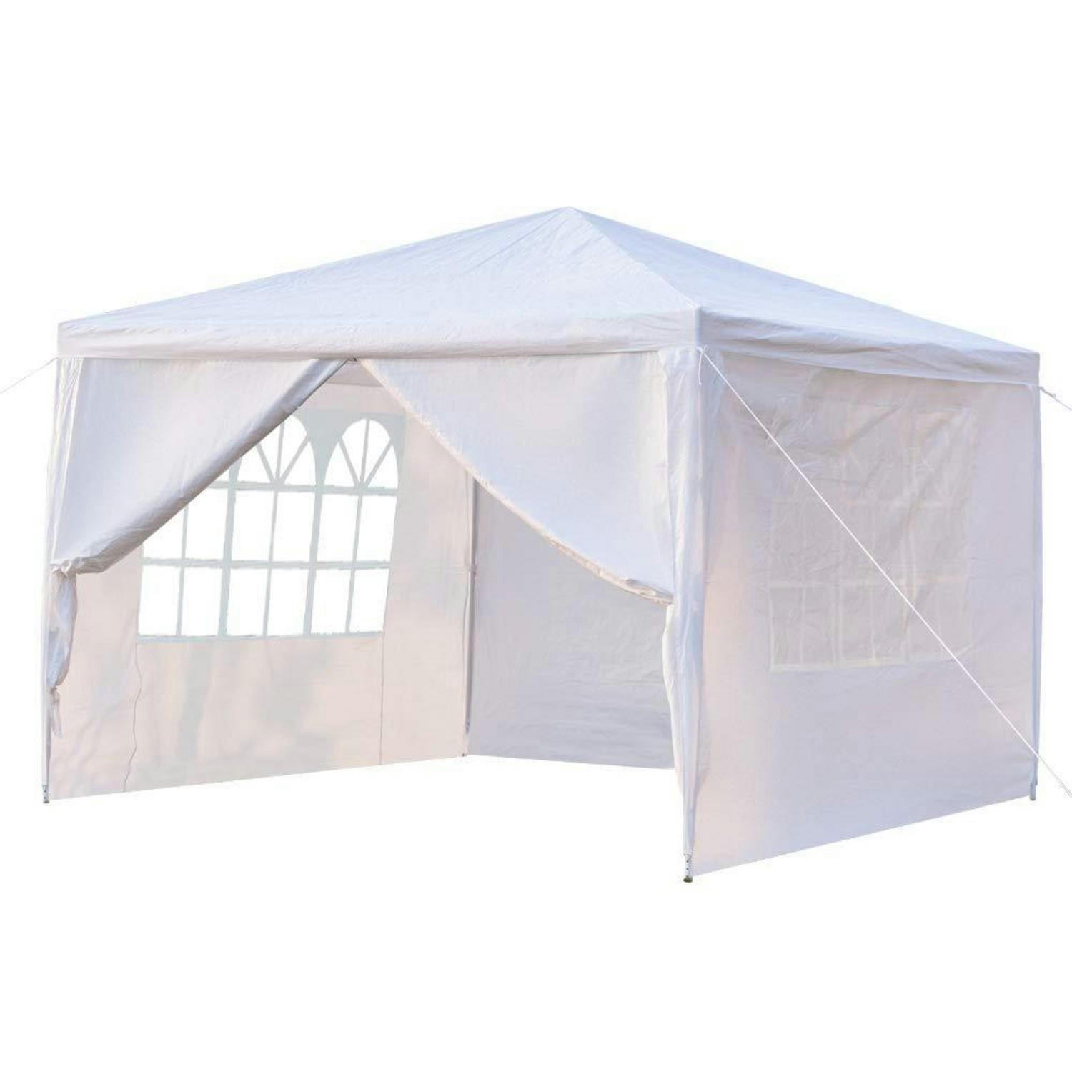 GARTENPAVILLON faltbar 3 x 3 m weiß mit 4 Wänden UV-Schutz - Weiß, Textil (300/250/300cm)