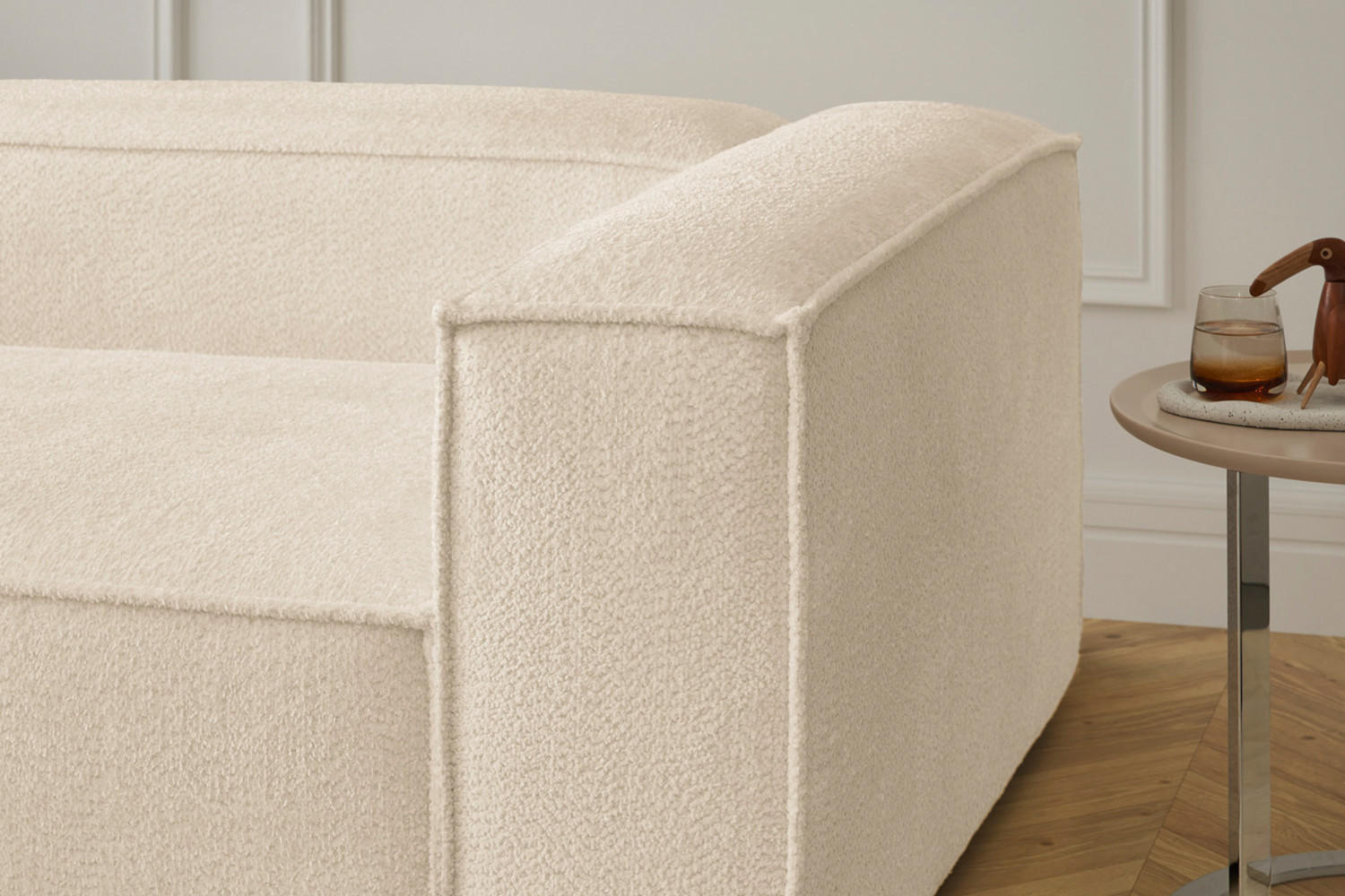 ECKSOFA CARMO Beige Flachgewebe - Beige/Schwarz, Kunststoff/Textil (306/191cm) - KAWOLA