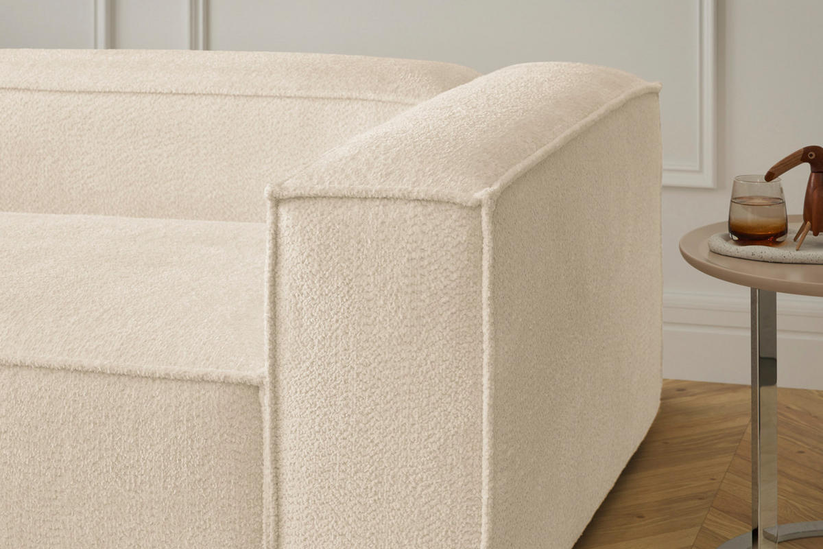 ECKSOFA CARMO Beige Flachgewebe - Beige/Schwarz, Kunststoff/Textil (306/191cm) - KAWOLA