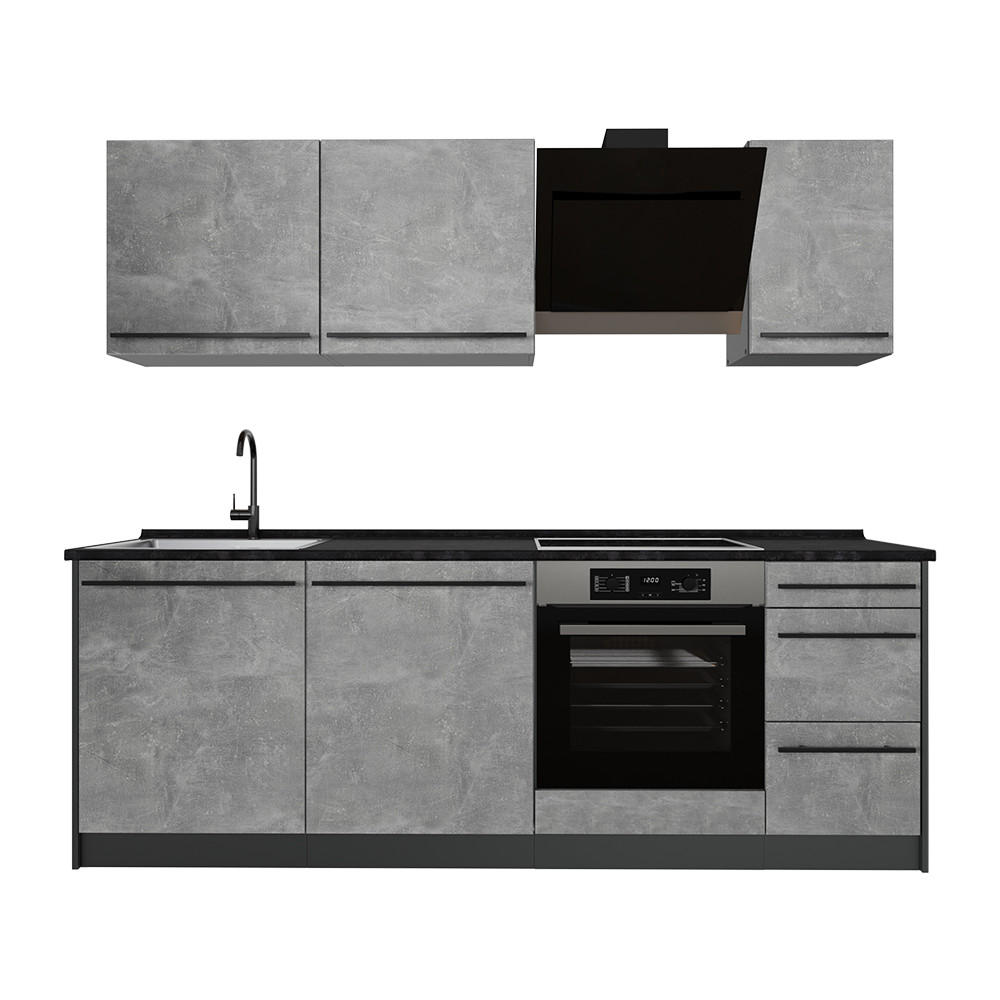 Vicco Küchenzeile Grau, Anthrazit 220x81.6x60 cm