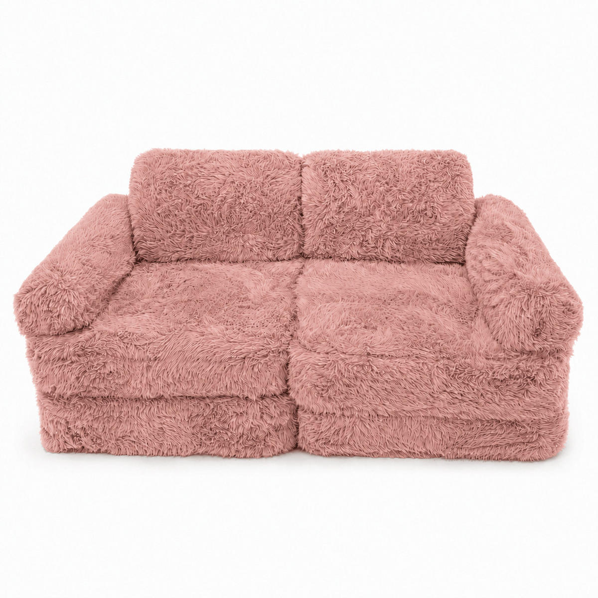 KINDERSOFA Mammoth 6-teilig flauschig - Hellrosa, Textil (120/25/60cm) - MeowBaby