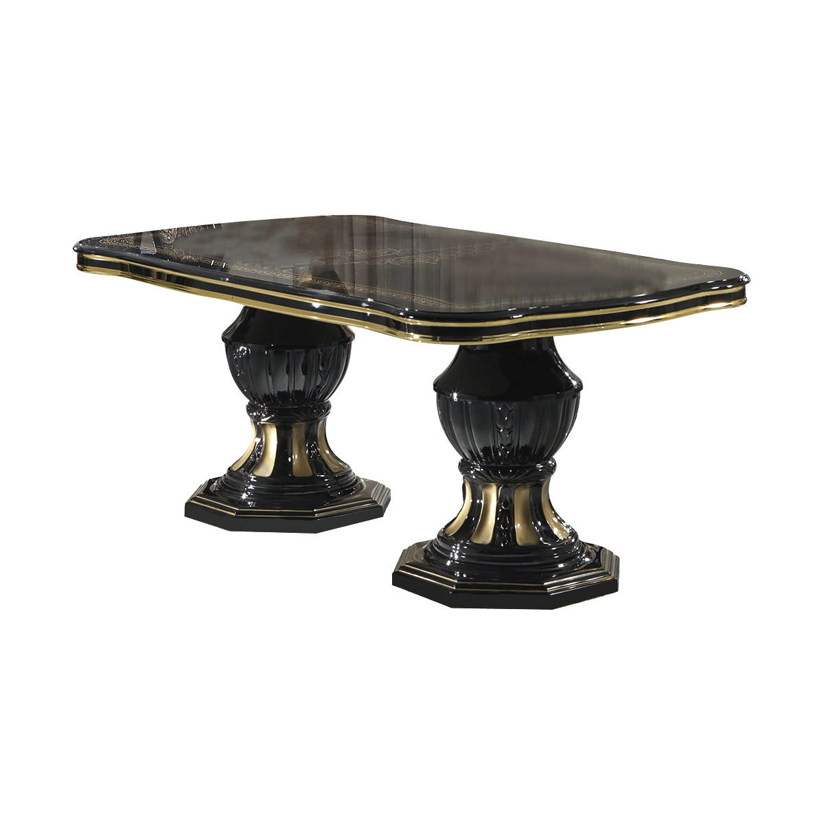 ESSTISCH BELLA in Schwarz/Gold 185 - 230 cm - Schwarz Hochglanz/Goldfarben, Holzwerkstoff (105/185/75cm) - Interdesign24