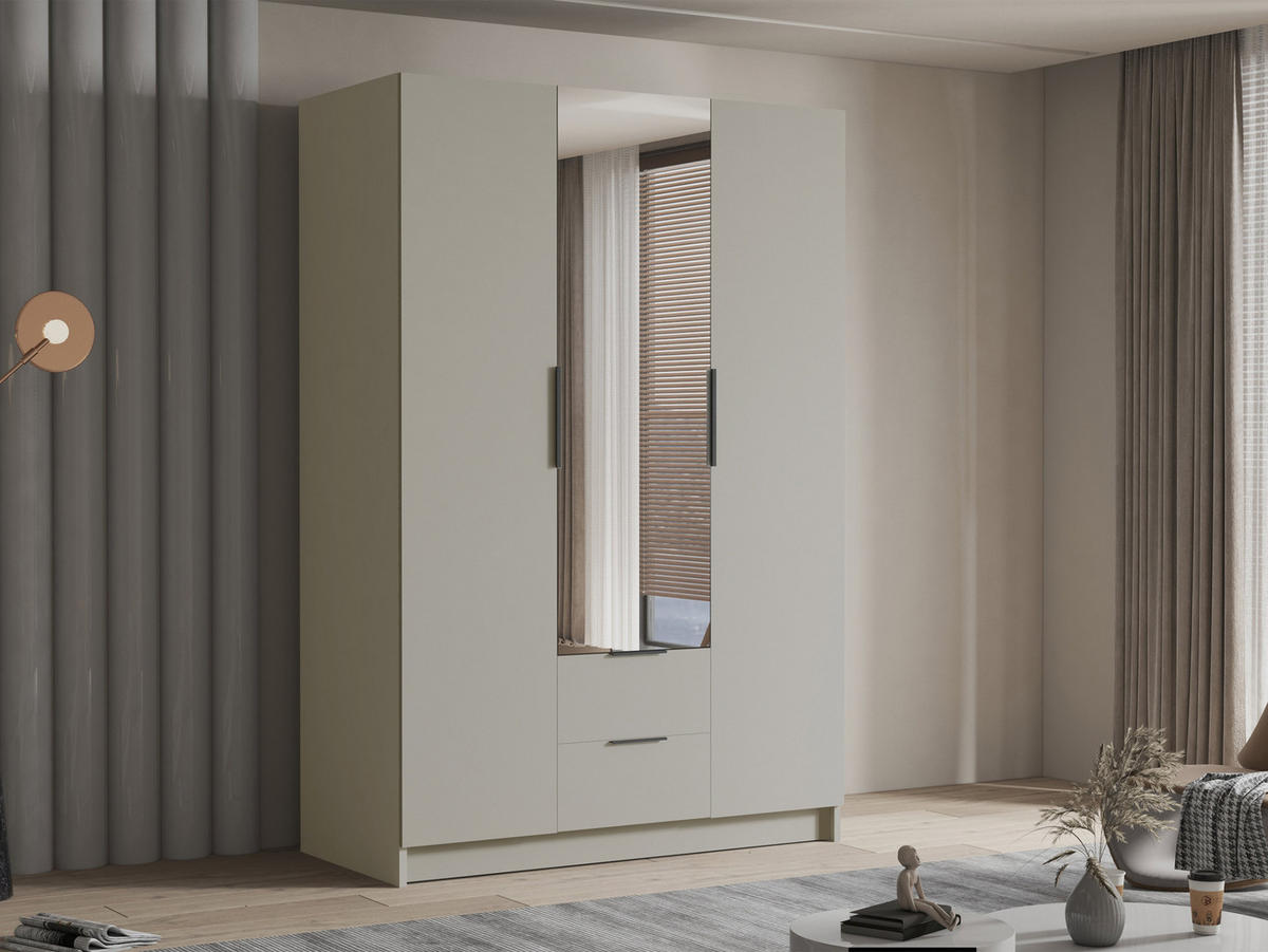 KLEIDERSCHRANK Calwi II - Kaschmir/Schwarz, Holzwerkstoff/Kunststoff (150/216/60cm) - MIRJAN24