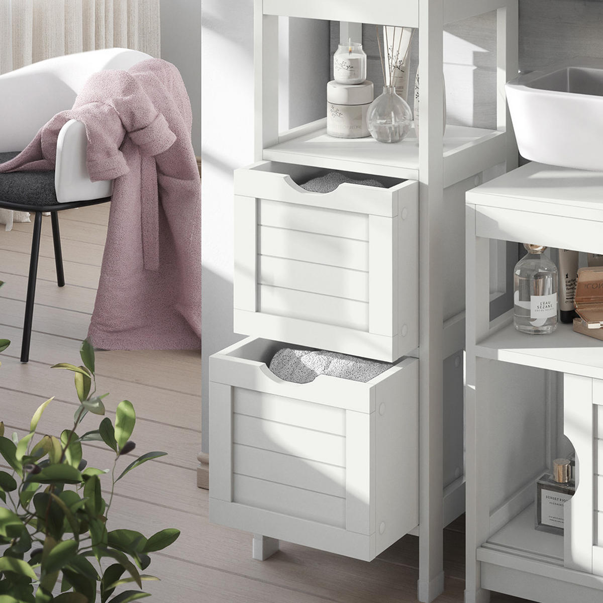 MIDISCHRANK Vilda Weiß 30 x 89 cm mit 2 Schubkästen - Weiß, Holzwerkstoff (30/89/30cm) - Vicco