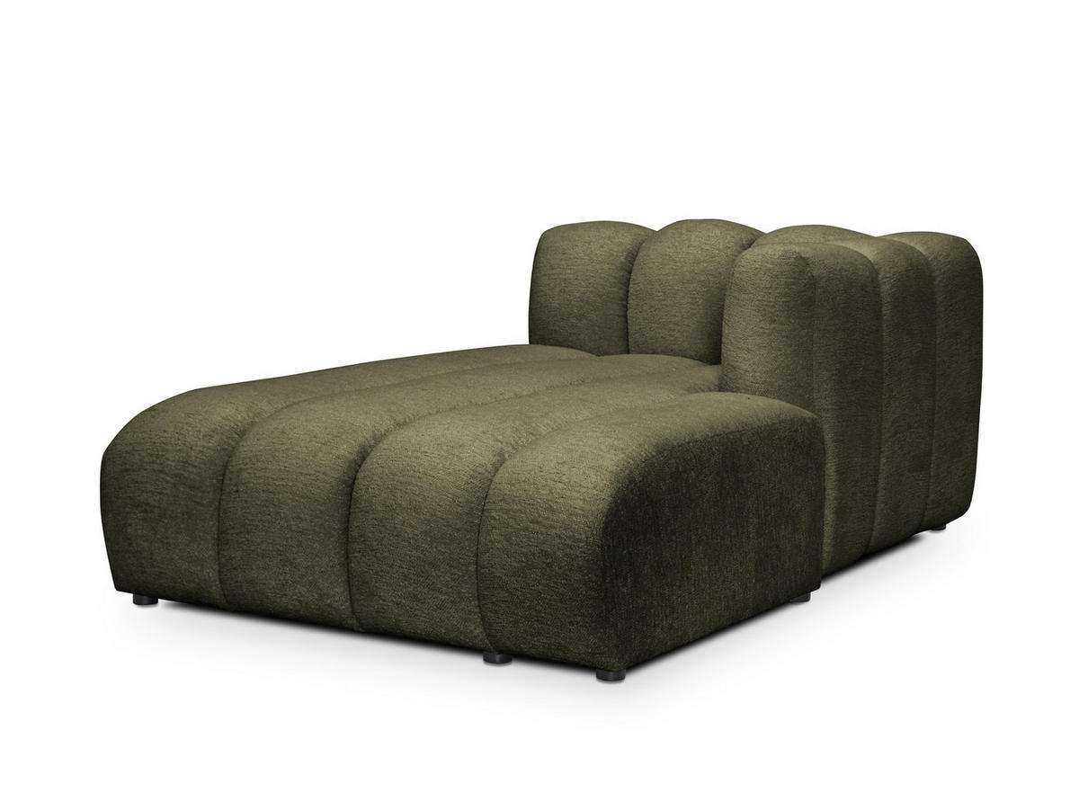 SOFAELEMENT Rechts Chenille Stoff Grün - Schwarz/Olivgrün, Holzwerkstoff/Kunststoff (179/70/113cm) - Makamii