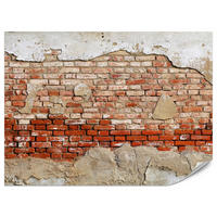 FOTOTAPETE für Wohnzimmer Alte Rissige Rote Ziegelwand Rustikal 200x140 - Beige/Rot, Papier (200/140cm) - Muralo