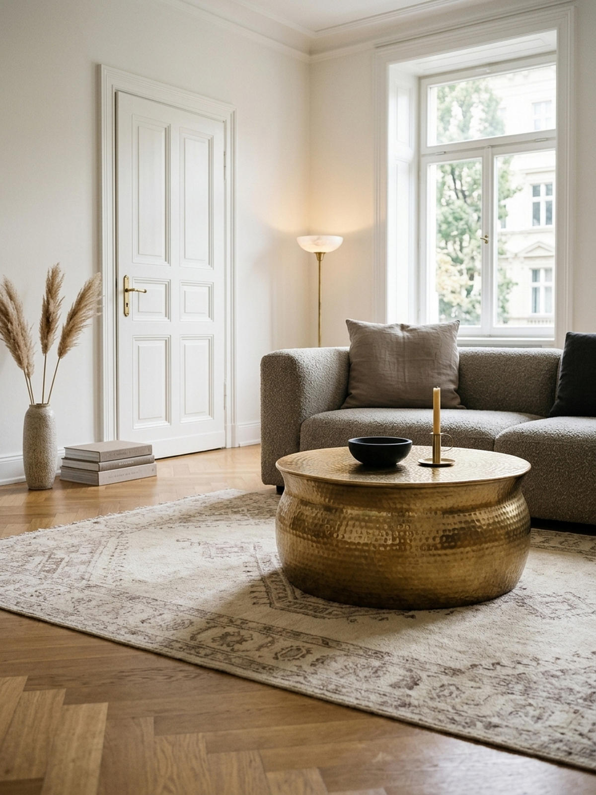 COUCHTISCH Orient Handgefertigt Hammerschlag-Aluminium Großzügige Ablagefläche, Gold 75x75x31 cm - Goldfarben, Metall (75/75/31cm) - KADIMA DESIGN