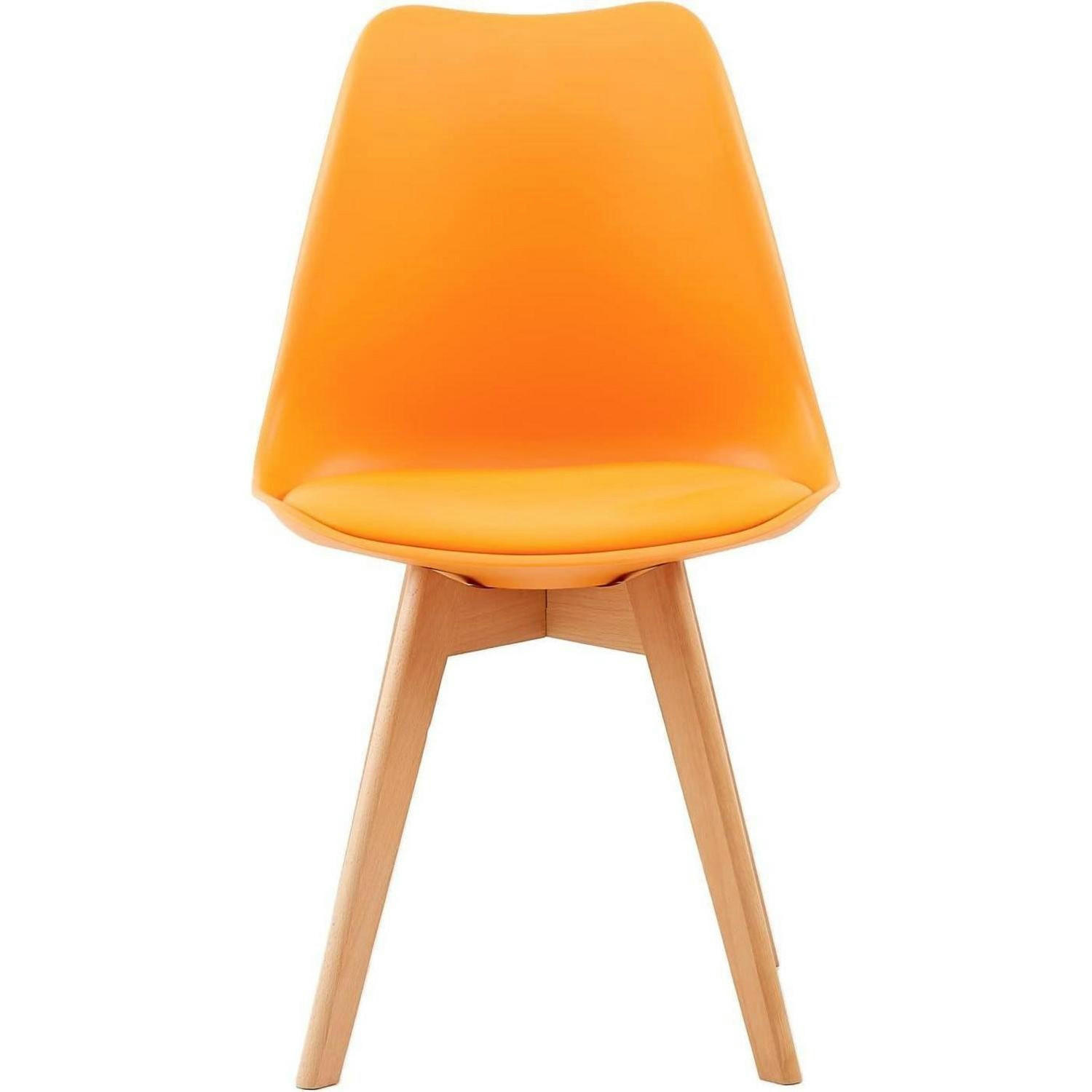 ESSZIMMERSTUHL 4er Set Orange mit Holzbeinen - Orange, Kunststoff (41/82/47.5cm)