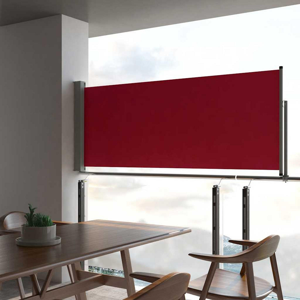AUSZIEHBARE Seitenmarkise 100x300 cm Rot - Rot, Textil (300/100/300cm) - furnicato