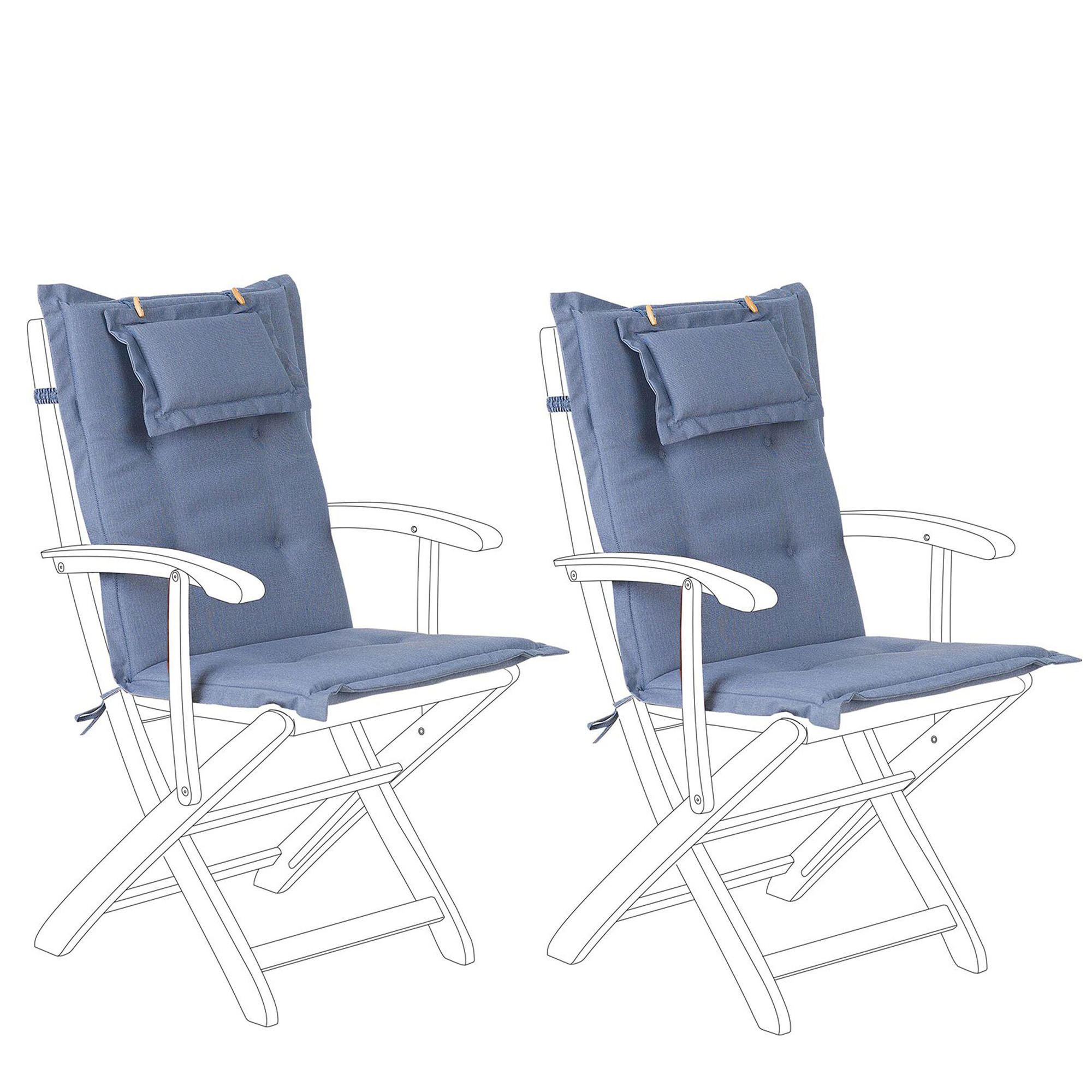 SESSELAUFLAGE 2er Set Blau Maui - Blau, Textil (42/55/40cm) - Beliani