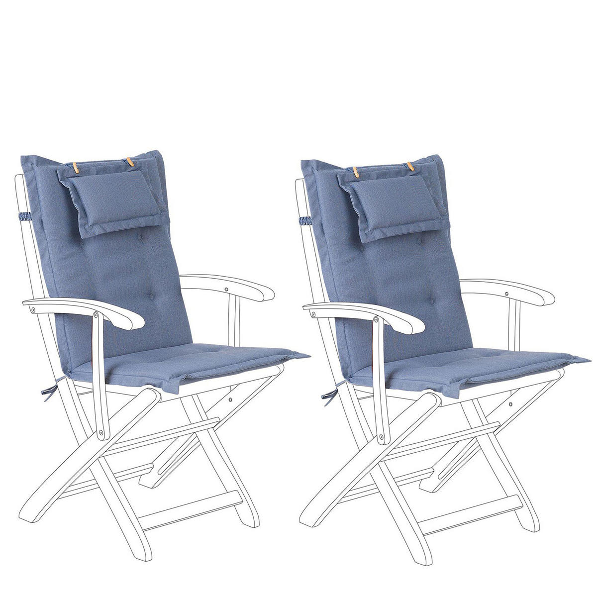 SESSELAUFLAGE 2er Set Blau Maui - Blau, Textil (42/55/40cm) - Beliani