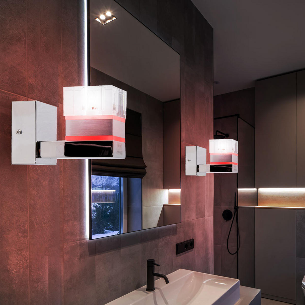 LED WANDLEUCHTE TANILA Chrom Silber - Silberfarben, Glas (16/17/10cm)