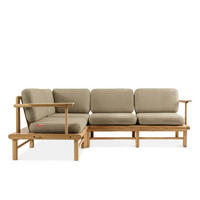 LOUNGESOFA ATREDA links - Beige, Holz/Textil (230/74/160cm) - KONSIMO®