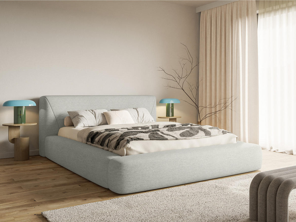 POLSTERBETT Vemmo 160x200 cm, Grau - Grau, Textil (160/200cm) - Fedve