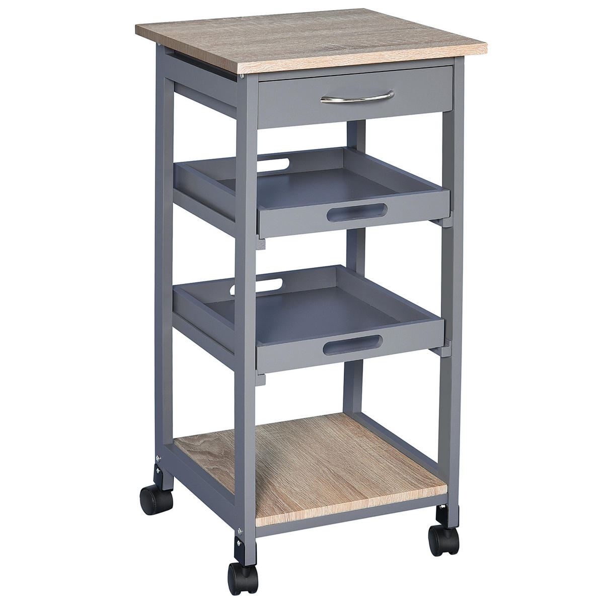 SERVIERWAGEN DE-17079 Hell-Eiche & Grau - Grau, Holzwerkstoff (37/76/37cm) - ComfortXL