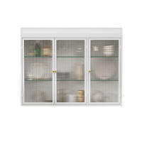KÜCHENOBERSCHRANK 90x70 cm Weiß aus Glas & Metall Mit 3 Türen & 28kg Tragkraft - Weiß, Glas (90/70/19.5cm) - Modfu
