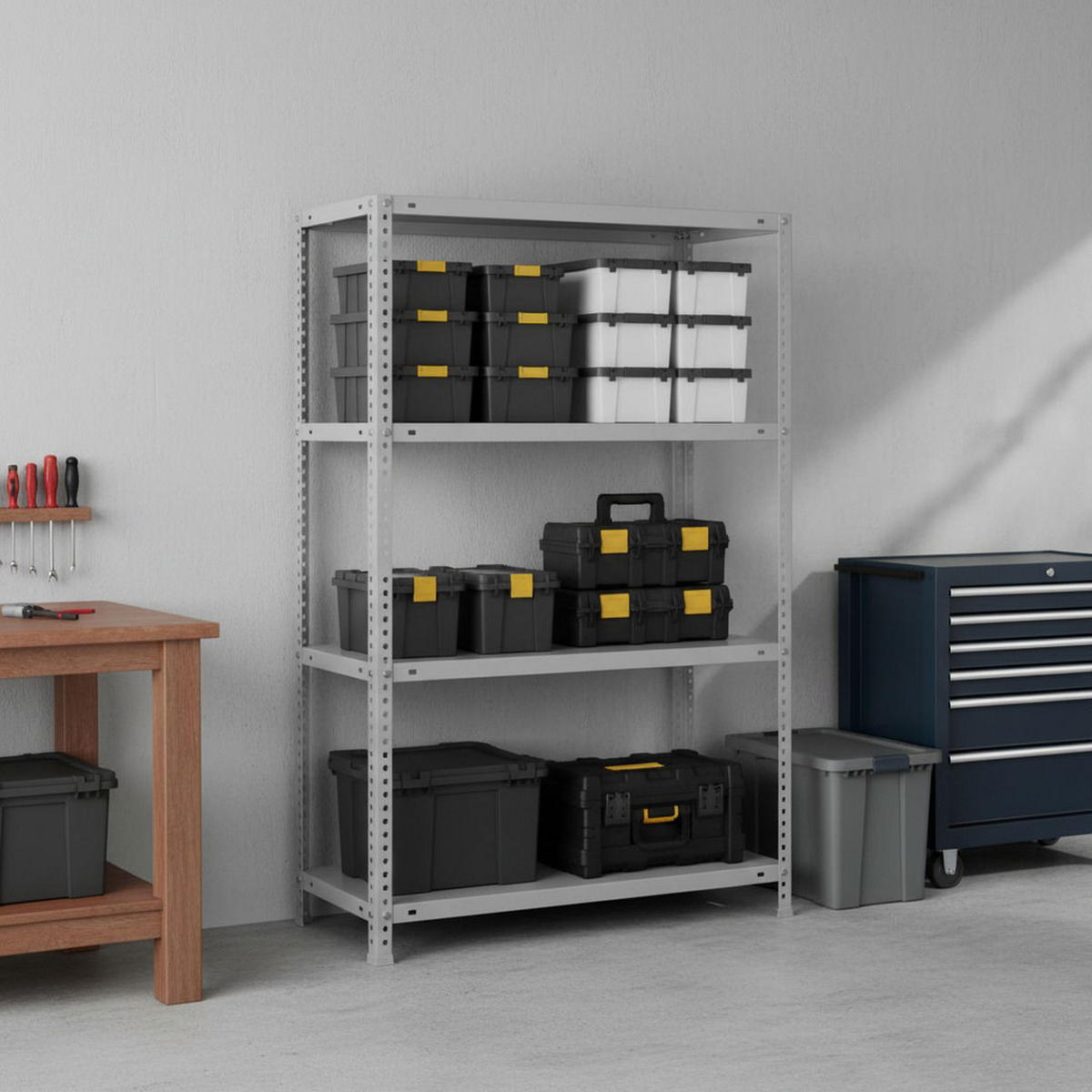 SCHRAUBREGAL PANDA MID | HxBxT 150x80x30cm | 4 Fachböden | Fachlast 100kg | Grau - Grau, Metall (80/150/30cm) - PROREGAL