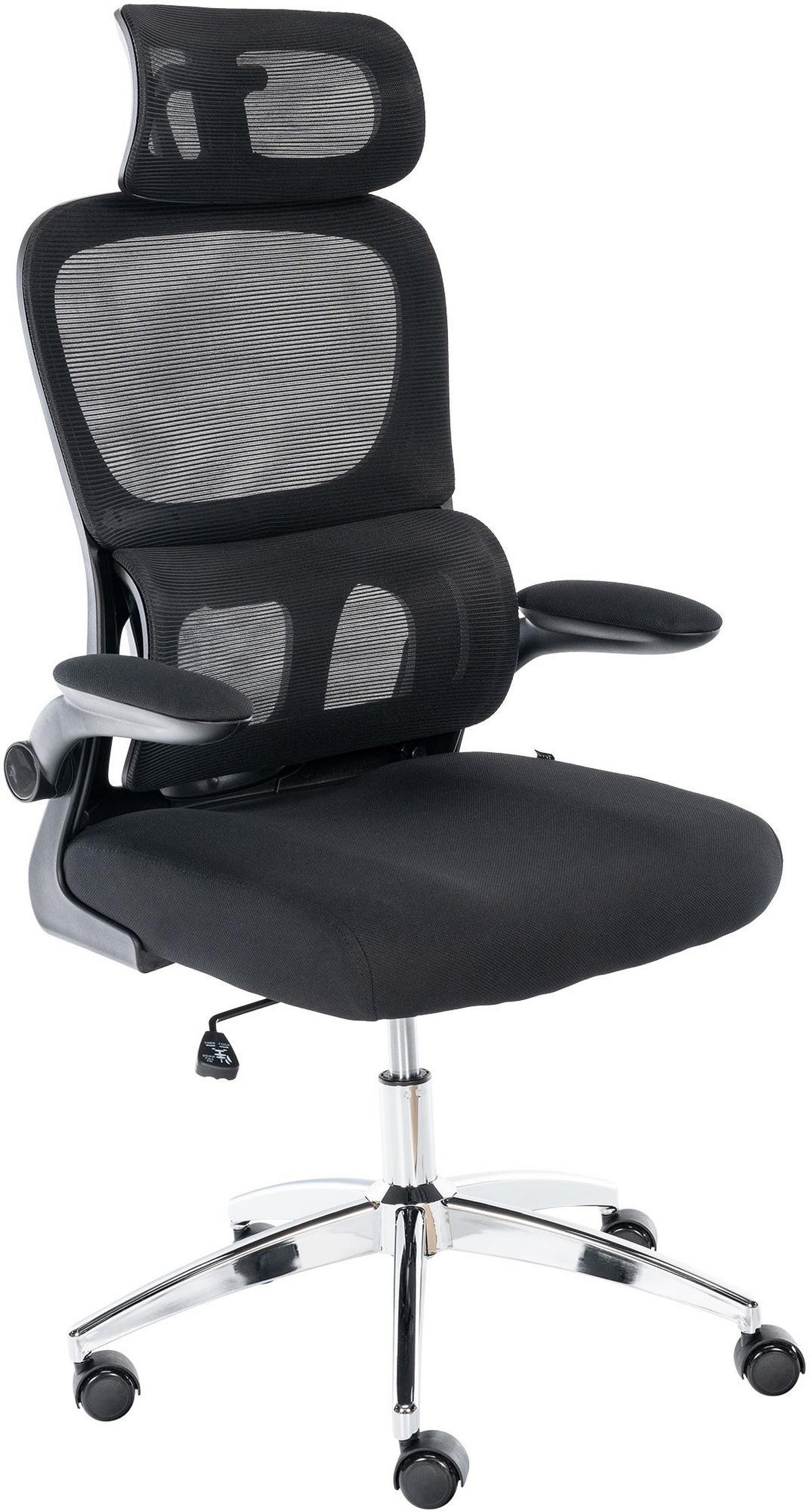 CHEFSESSEL Stoff Schwarz - Chromfarben/Schwarz, Textil/Metall (64/114/65cm) - CLP