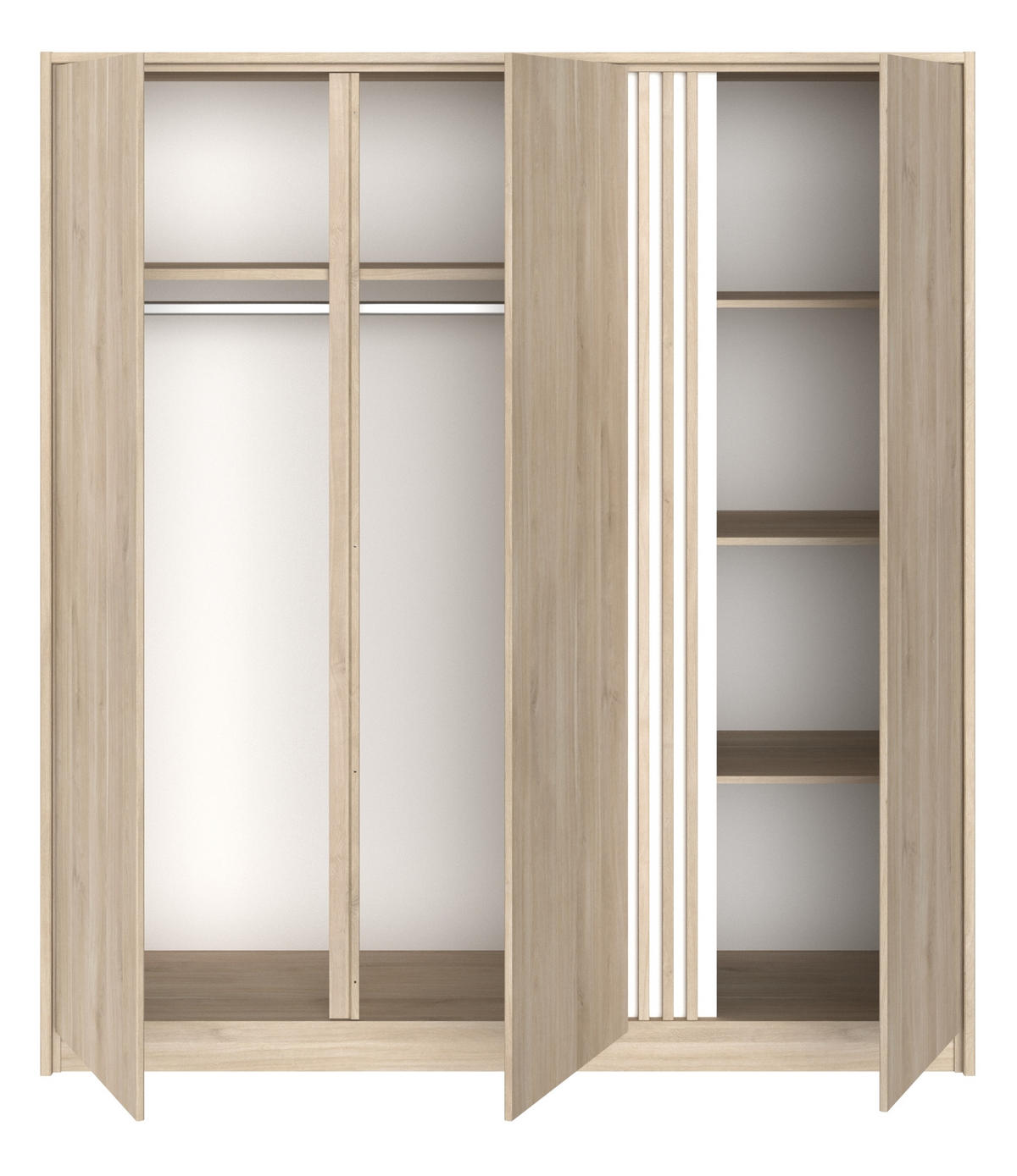 SCHLAFZIMMER Escale 21 in Japanische Eiche 4 teilig - mit 140er Doppelbett, zwei Bettschubkästen, Kleiderschrank - Braun, Holzwerkstoff (80/200/120cm)