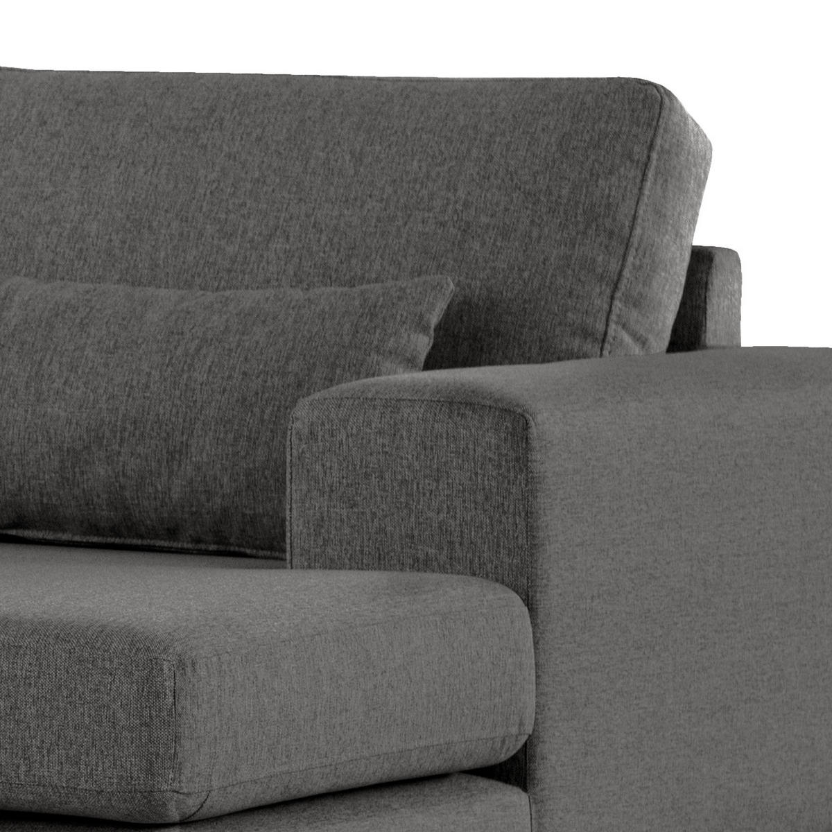 WOHNLANDSCHAFT mit Longchair - Eichefarben/Dunkelgrau, Eichenholz/Textil (371/81/219cm) - home24