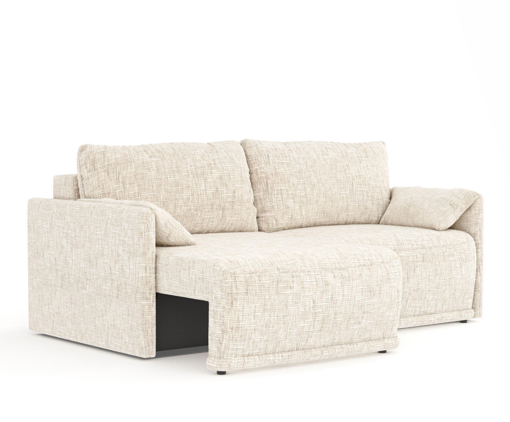 SCHLAFSOFA MIT ECKSOFA-FUNKTION Nappa Creme Webstoff - Creme/Schwarz, Holz/Holzwerkstoff (215/100/112cm) - Maison de Reve