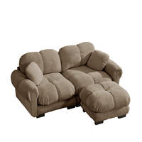ECKSOFA DE-34384 L-Form mit Ottoman und Steppdesign Braun - Braun, Textil (149/190cm) - ComfortXL