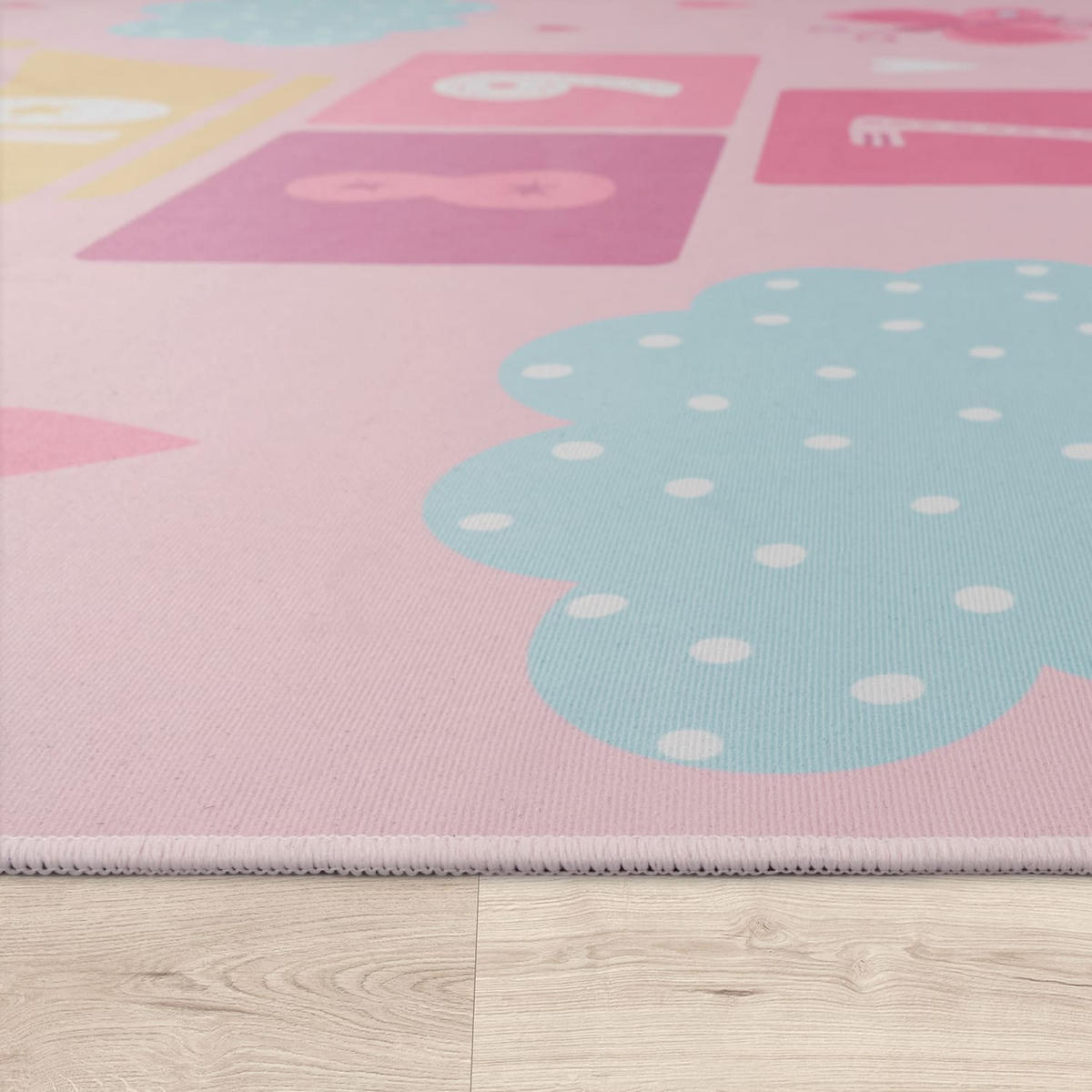 KINDERTEPPICH waschmaschinenwaschbar Prinzessinnen‑Hüpfkästchen‑Muster Kinderzimmer schmutzabweisend Pink Rechteckig 160x220 - Rosa, Textil (160/220cm) - KADIMA DESIGN