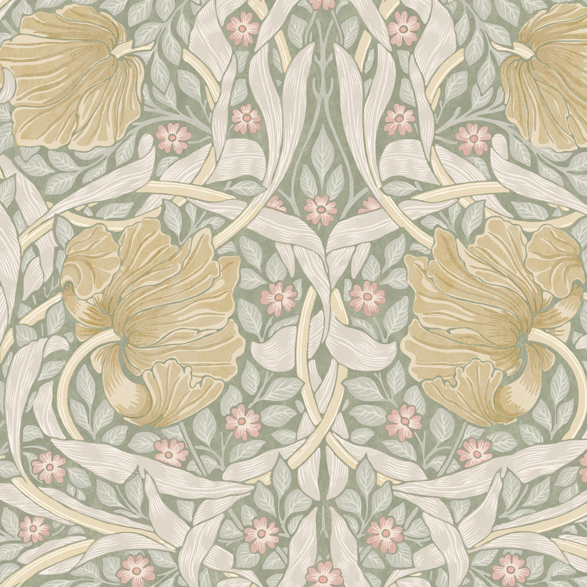 William Morris at Home Vliestapete Salbeigrün 52x1000 cm