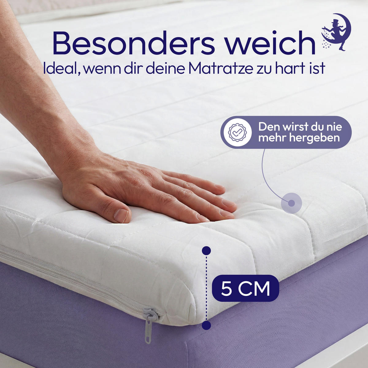 BOXSPRINGTOPPER Kaltschaum 180x200 cm – 5 cm Matratzentopper für weicheren Liegekomfort - Weiß, Textil (180/200cm) - Mister Sandman